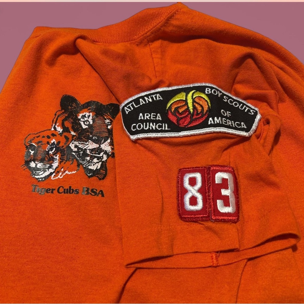 83’ Vintage Boy Scouts Short Sleeve Tee with Unique Patches - Picture 2 of 5